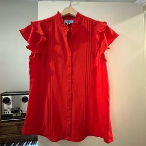 Cece button down blouse size small red short sleeves worn once